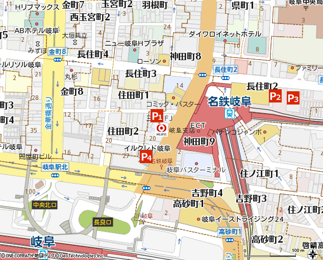 岐阜支店付近の地図